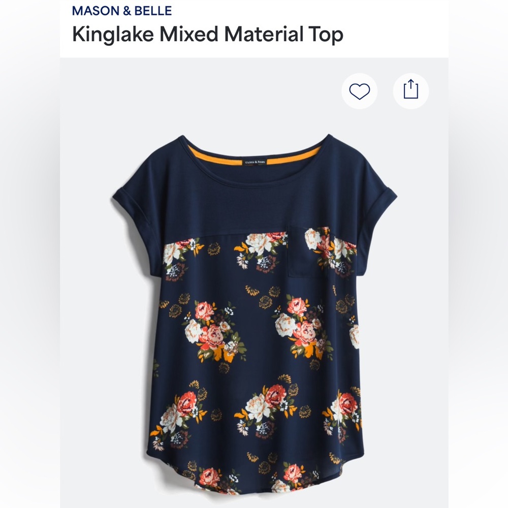 Mason & Belle Mixed Material Blue Floral Blouse